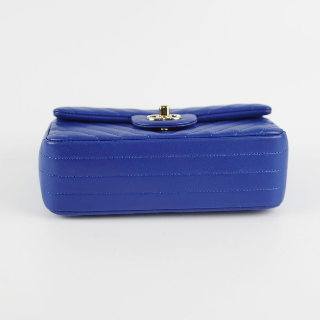Chanel Mini Rectangular Chevron Blue