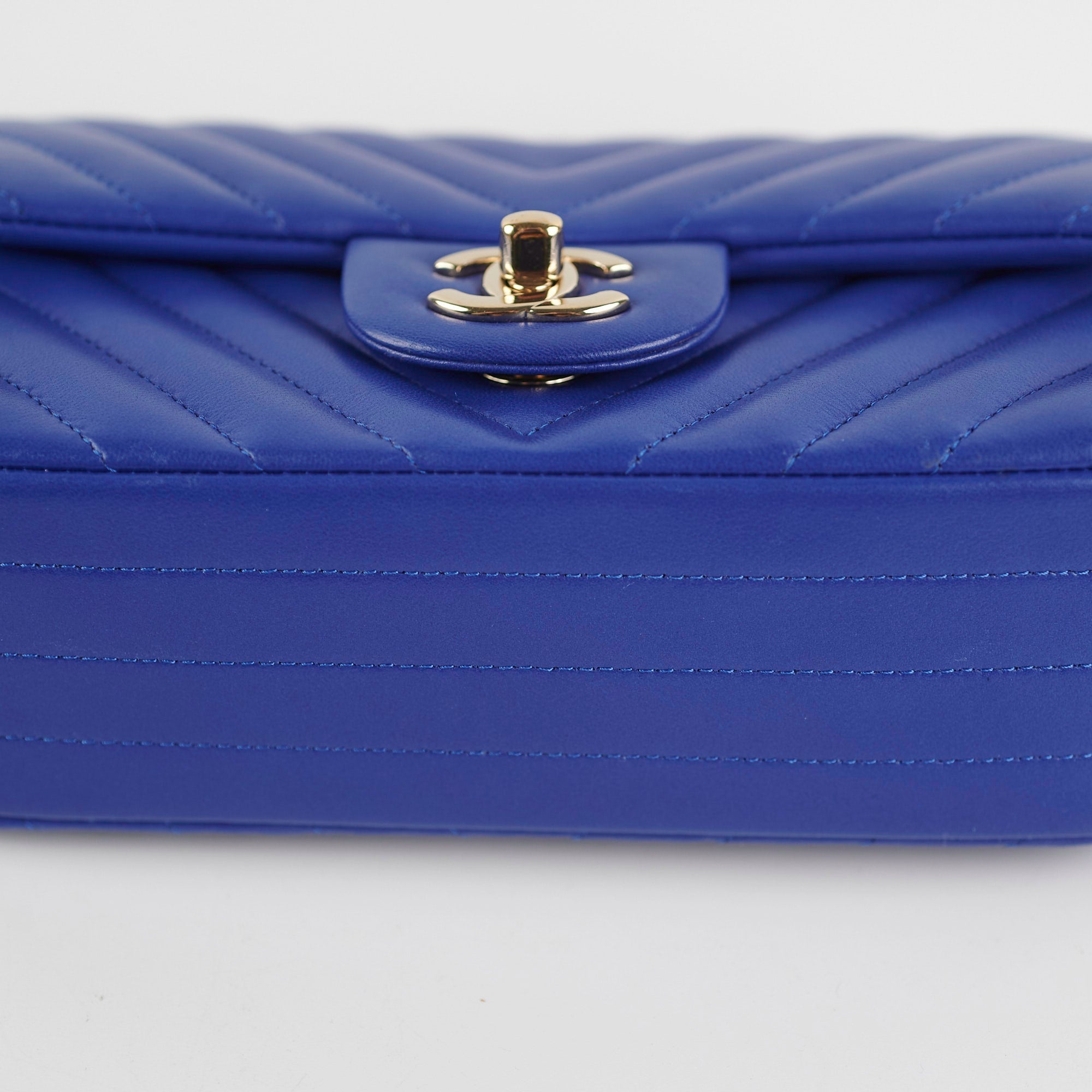 Chanel Mini Rectangular Chevron Blue