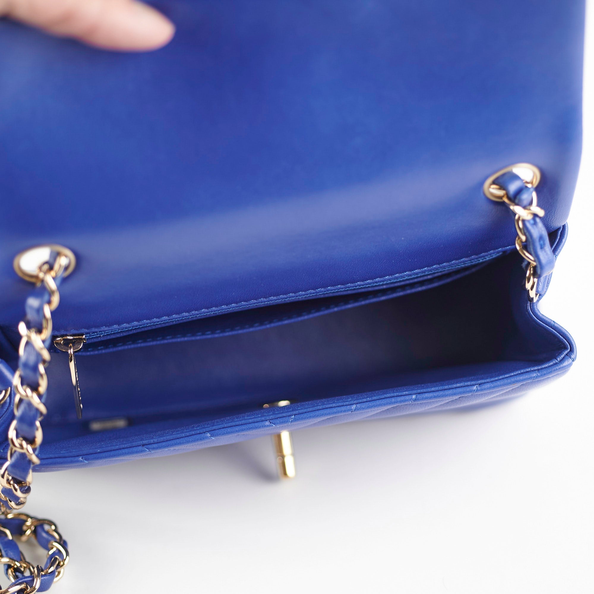 Chanel Mini Rectangular Chevron Blue
