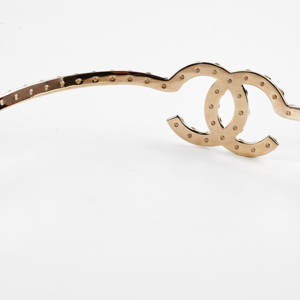 Chanel Gold Metal CC Logo headband