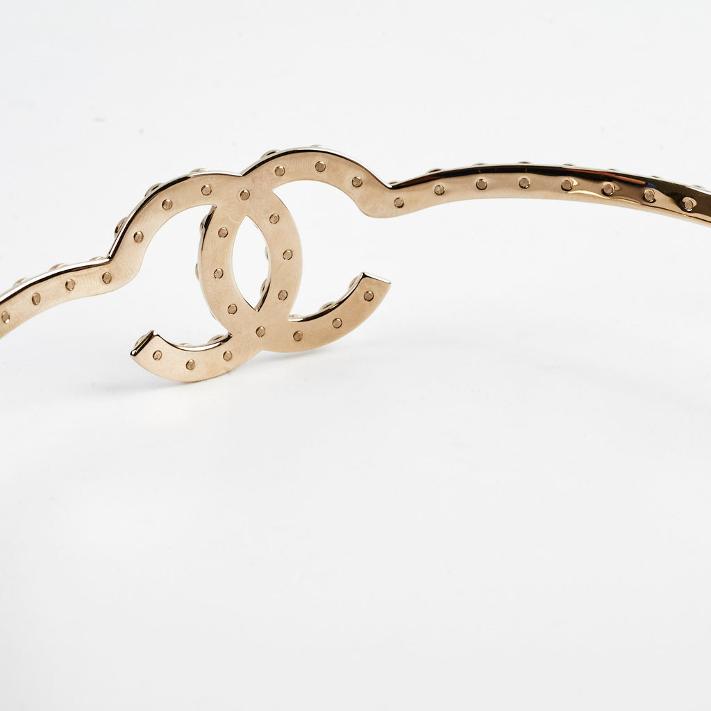 Chanel Gold Metal CC Logo headband