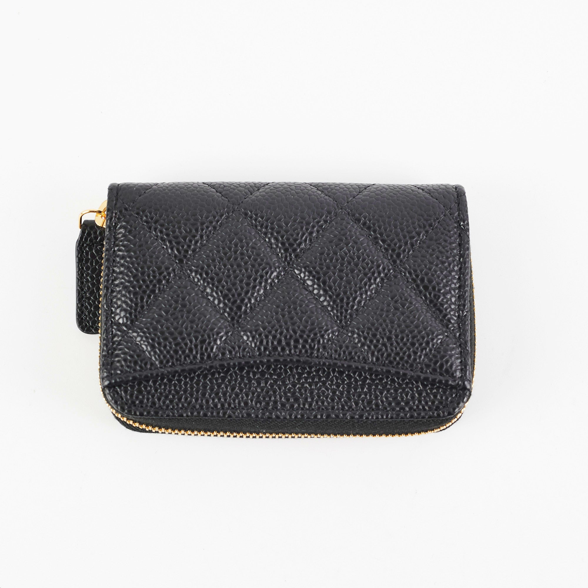 ITEM 3 - Chanel Zipper Black Caviar Cardholder (microchipped)