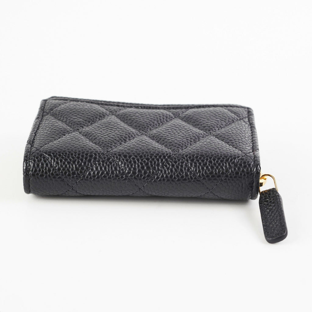 ITEM 3 - Chanel Zipper Black Caviar Cardholder (microchipped)