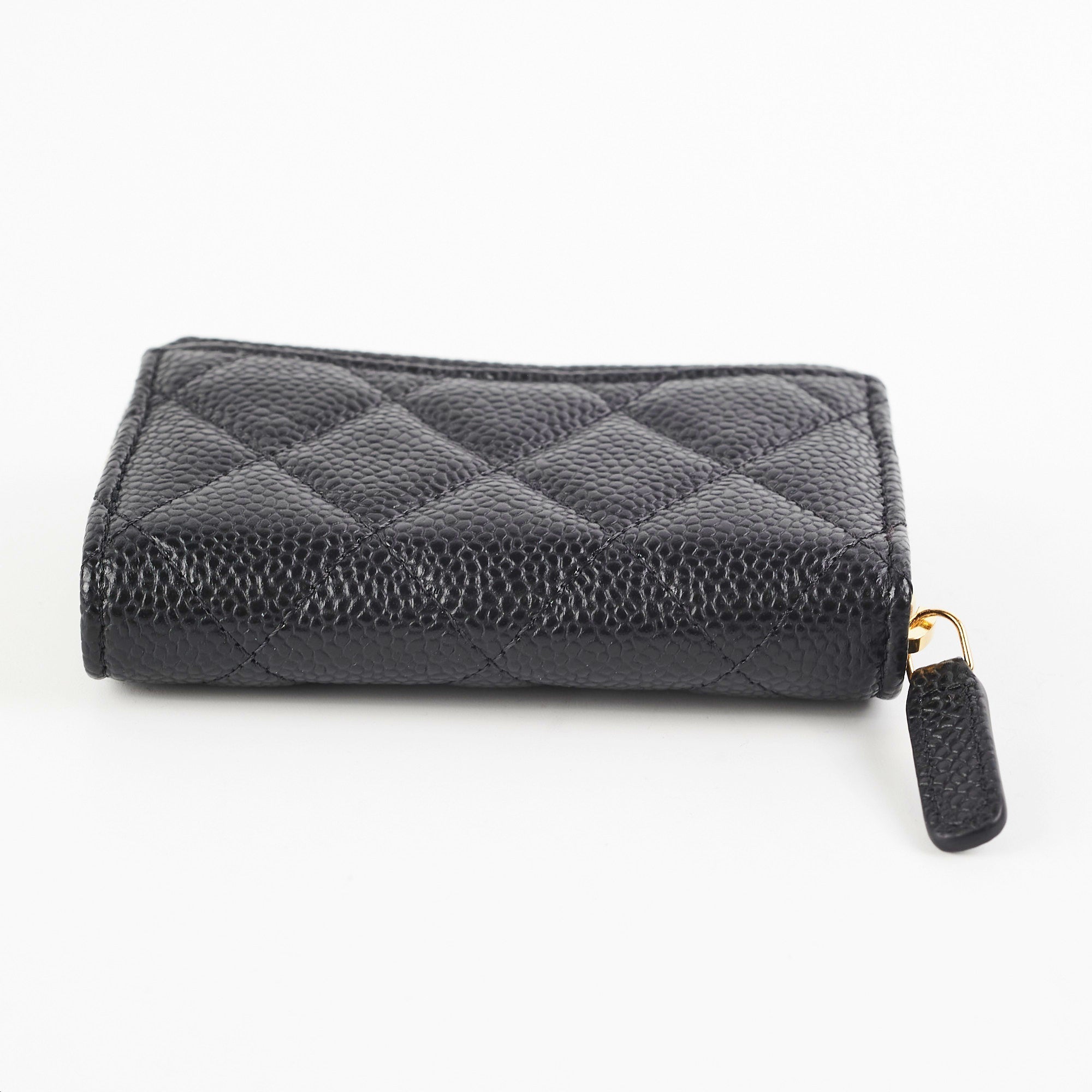 ITEM 3 - Chanel Zipper Black Caviar Cardholder (microchipped)