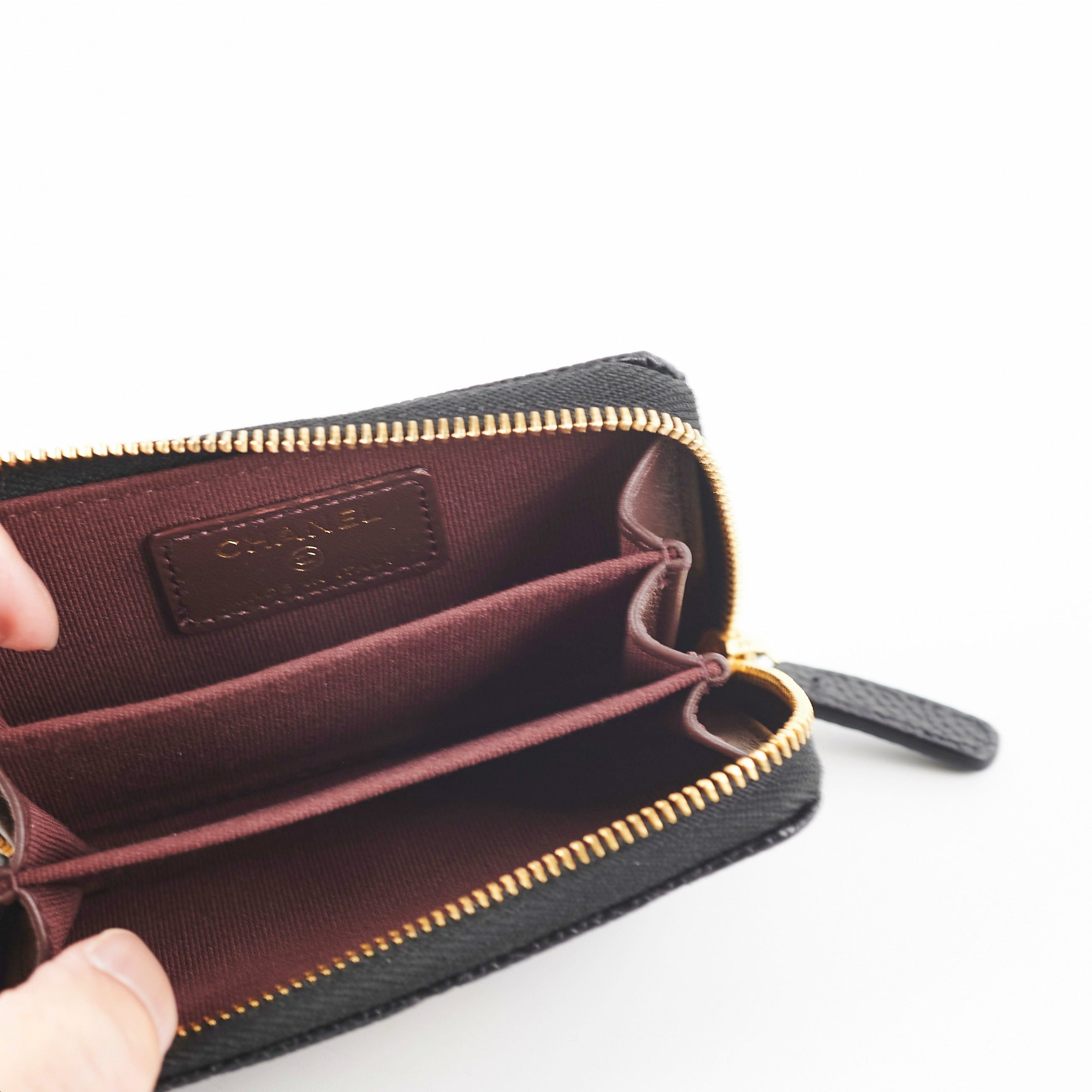 ITEM 3 - Chanel Zipper Black Caviar Cardholder (microchipped)