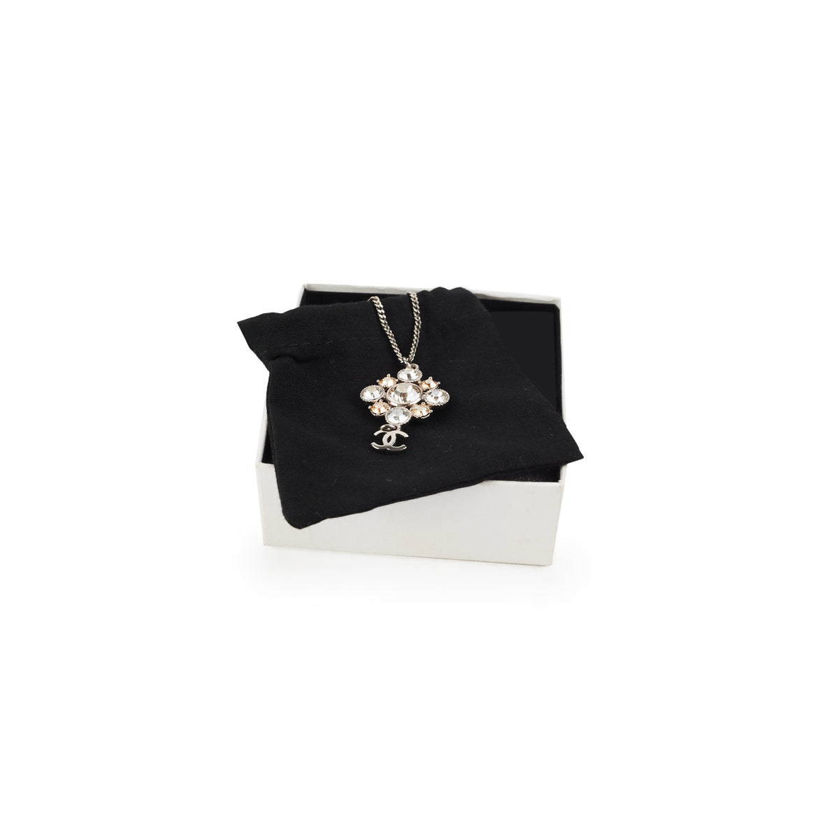 Chanel Crystal CC Logo Pendant Necklace Costume Jewellery