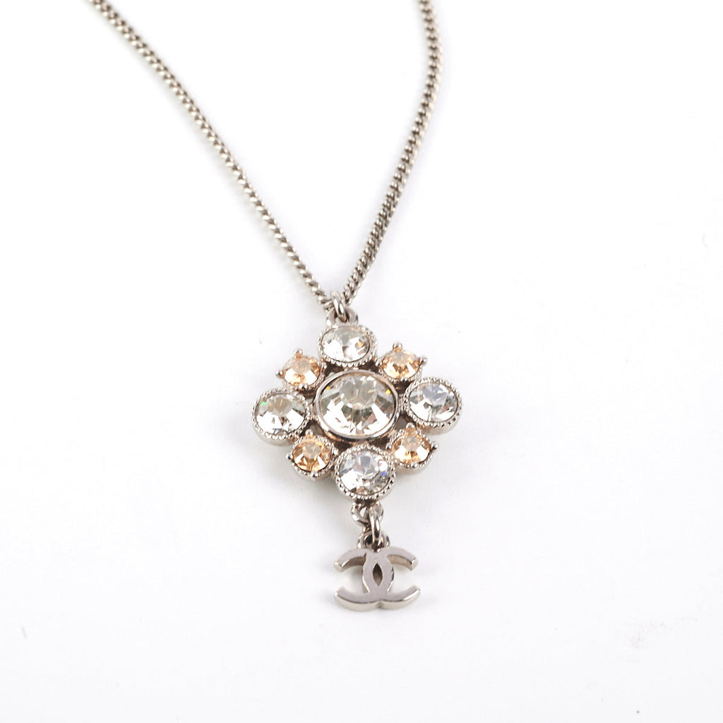 Chanel Crystal CC Logo Pendant Necklace Costume Jewellery