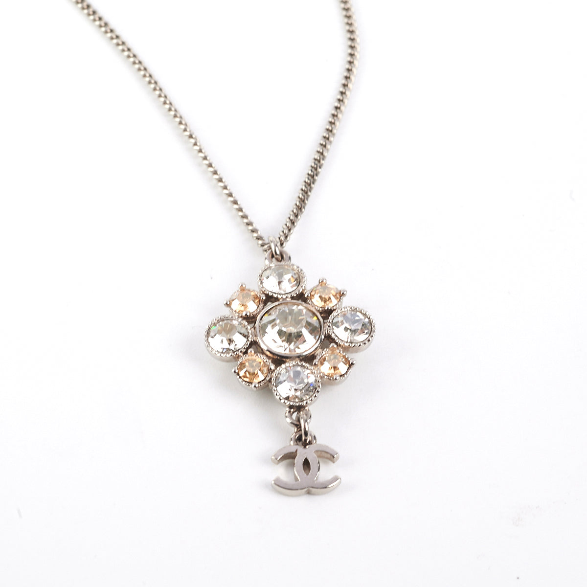 Chanel Crystal CC Logo Pendant Necklace Costume Jewellery