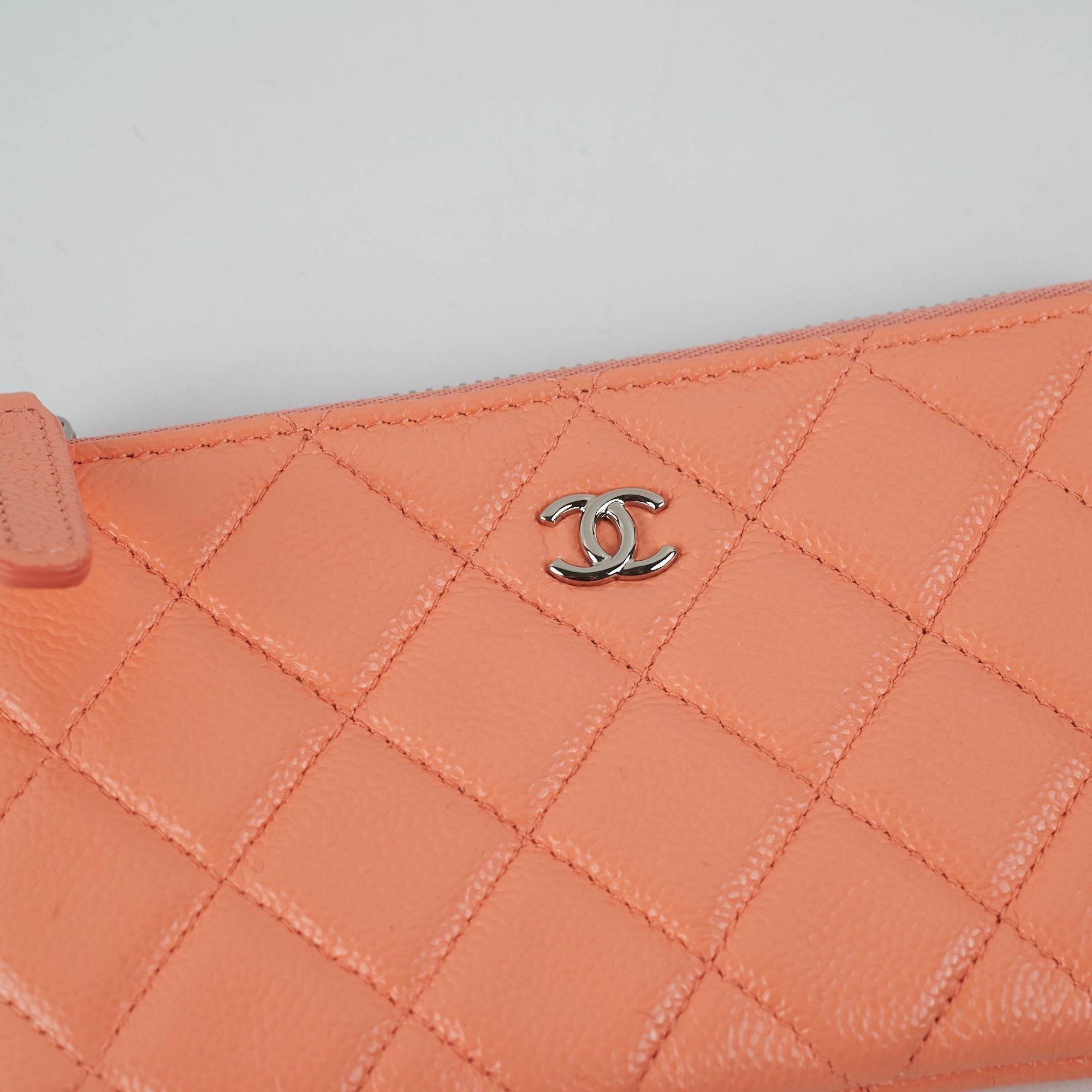 Chanel Classic Caviar Mini Pouch Coral