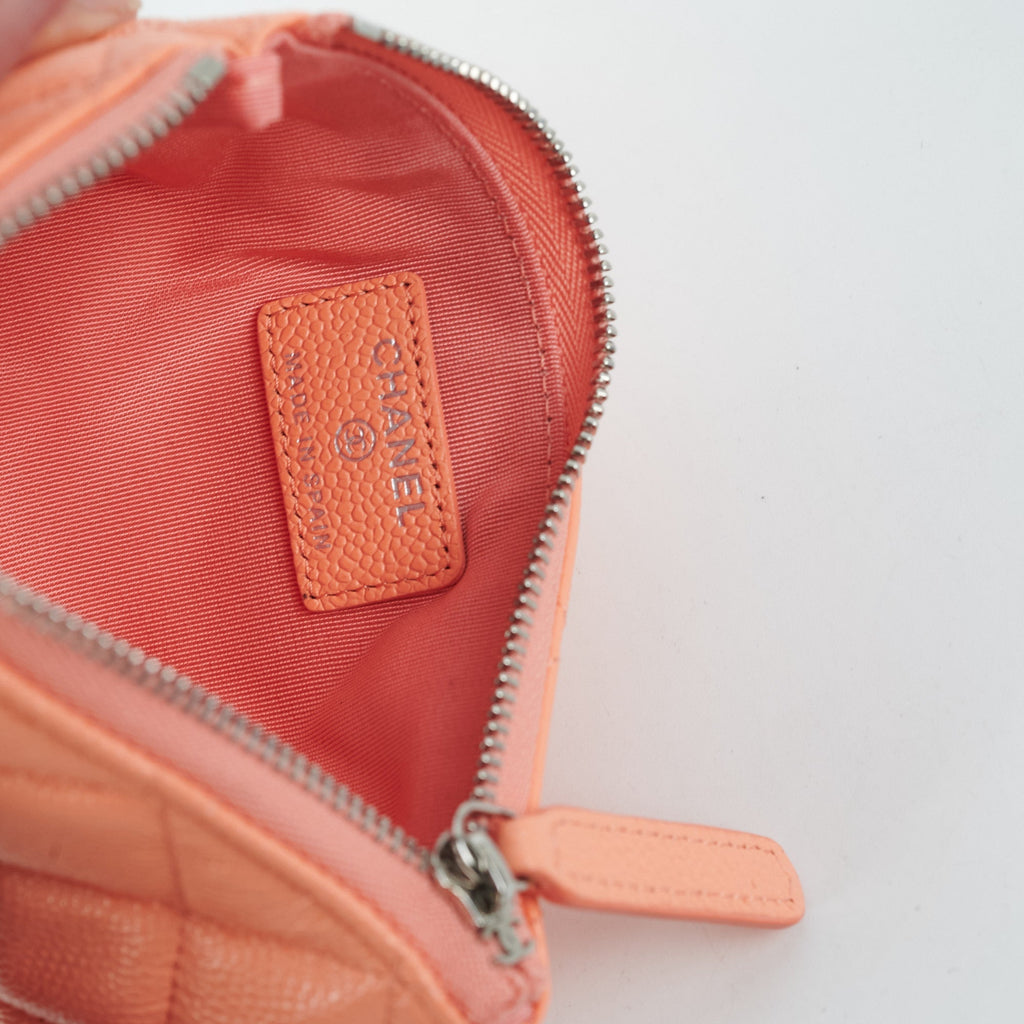 Chanel Classic Caviar Mini Pouch Coral