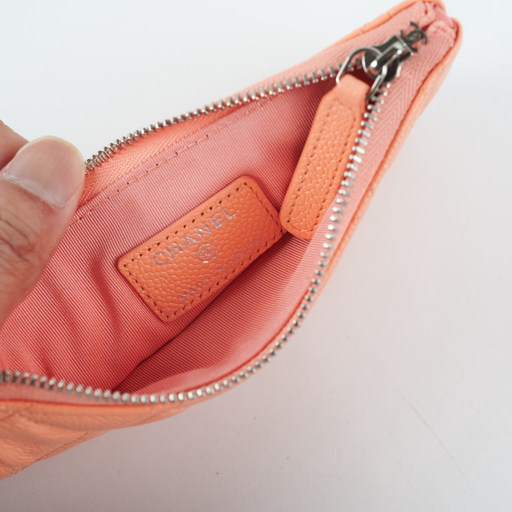 Chanel Classic Caviar Mini Pouch Coral