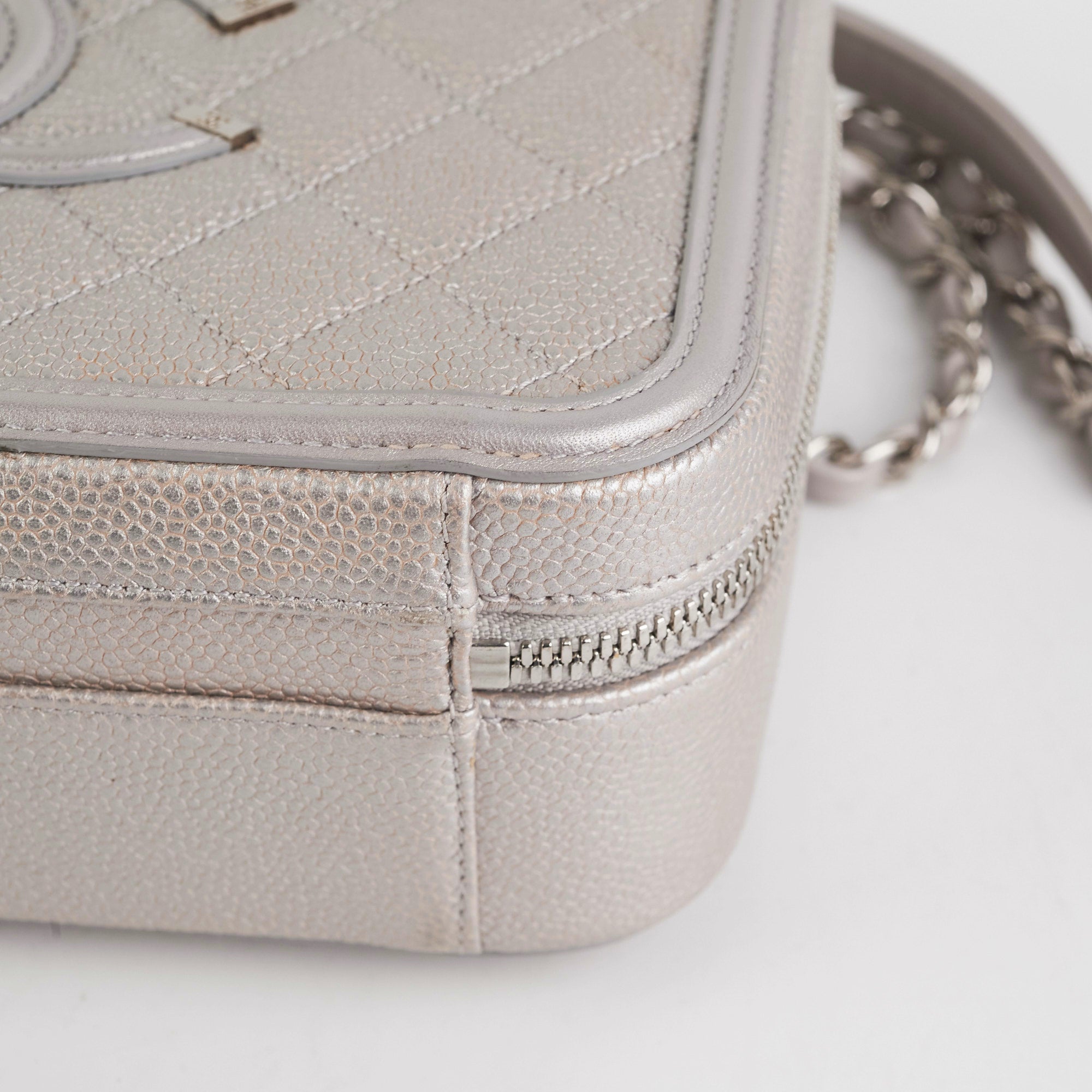 Chanel Filigree Silver Caviar Medium Vanity