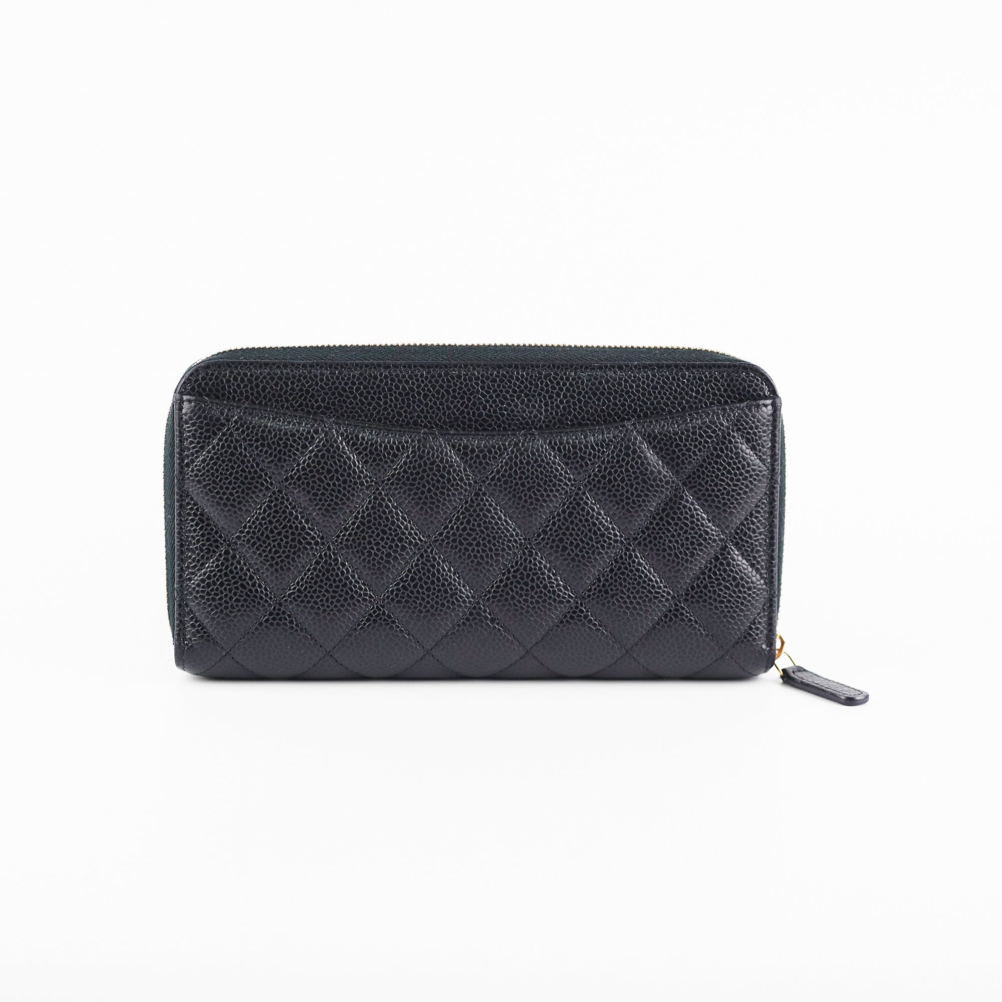 Chanel Caviar Long Zip Wallet Black