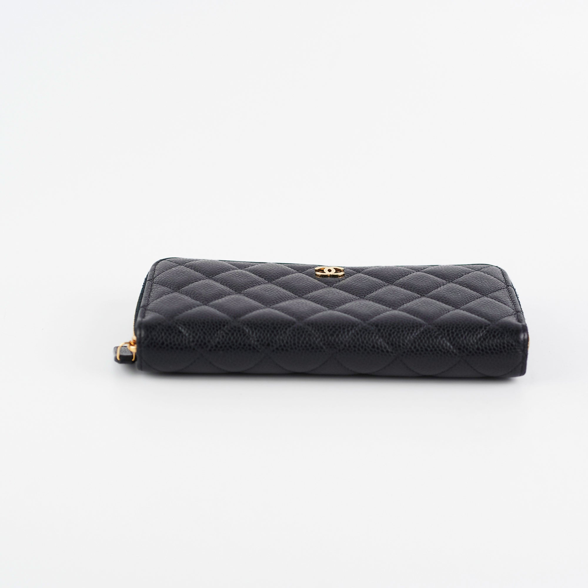 Chanel Caviar Long Zip Wallet Black