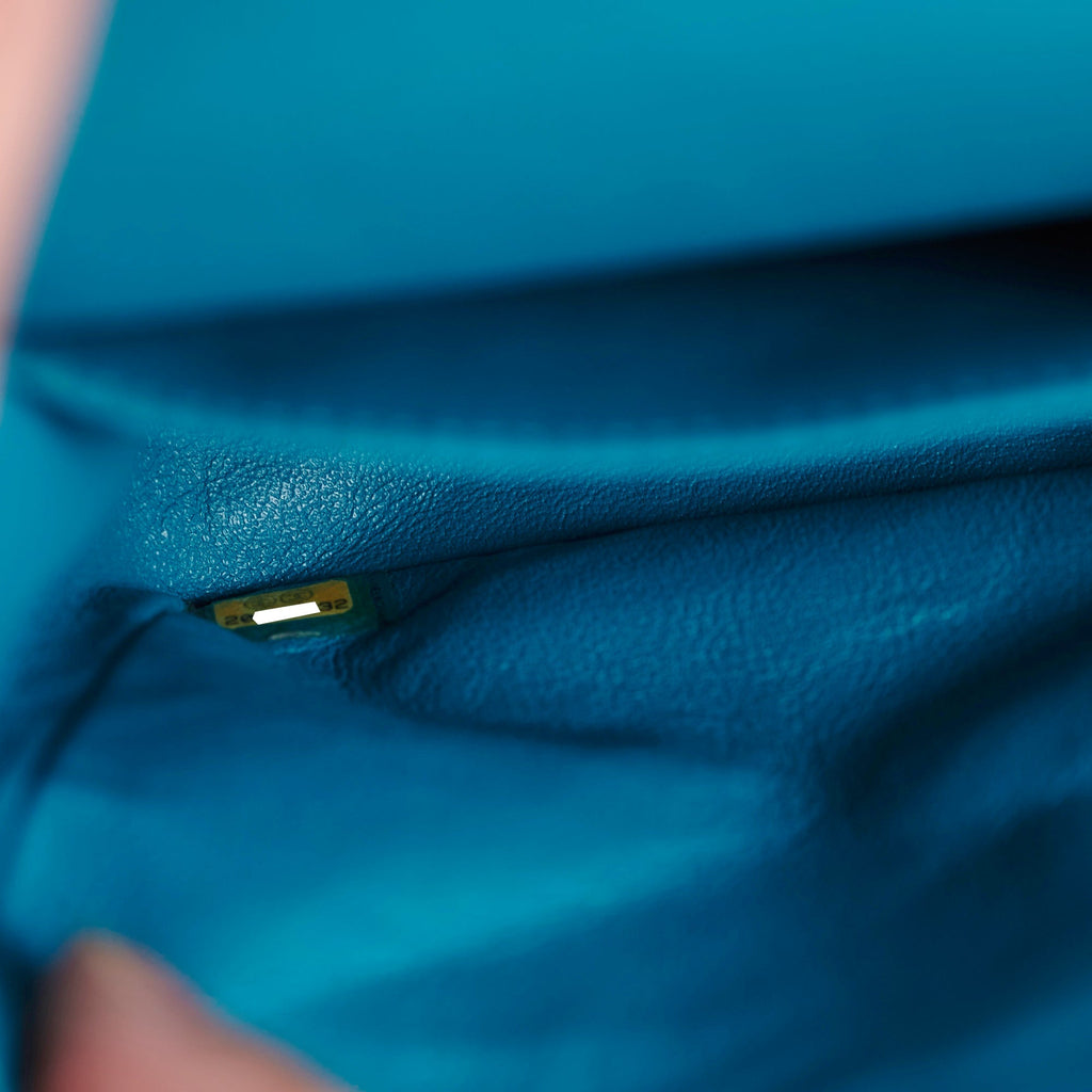 Chanel Quilted Patent Medium Large Classic Flap Teal