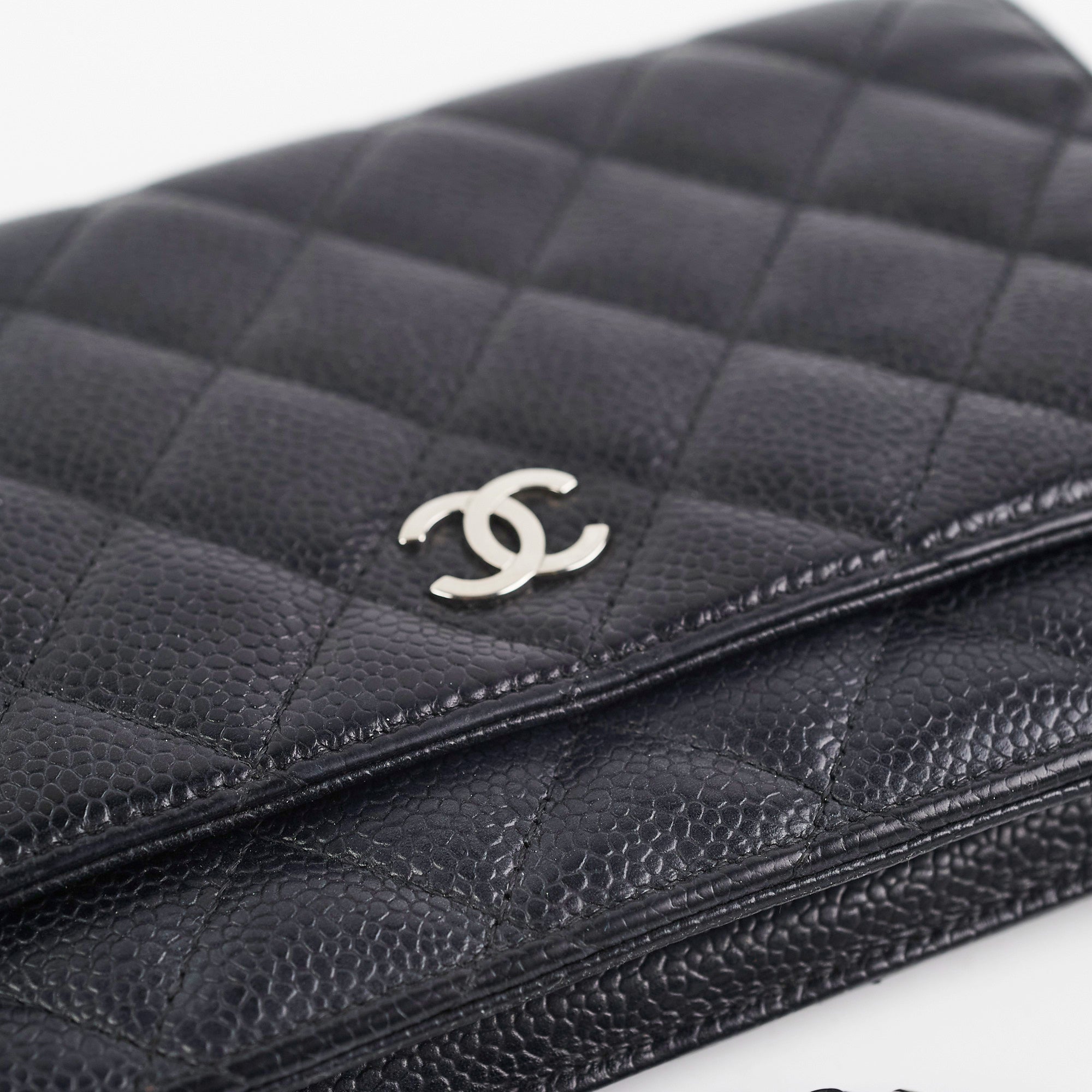 Chanel Caviar Wallet on Chain WOC Black