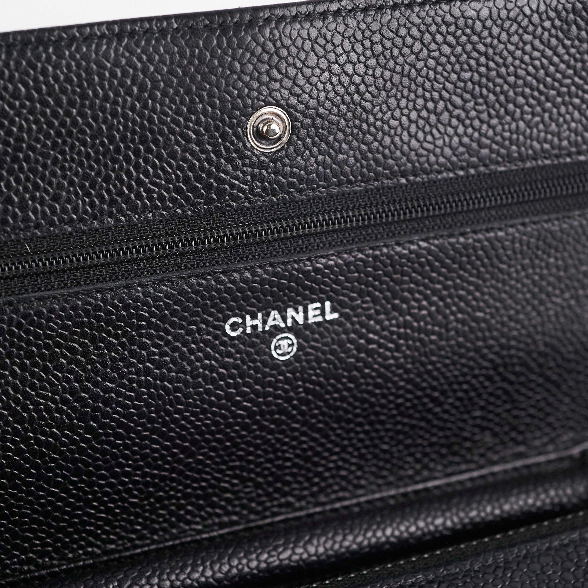 Chanel Caviar Wallet on Chain WOC Black