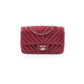 Chanel Mini Rectangular Dark Pink Chevron Lambskin