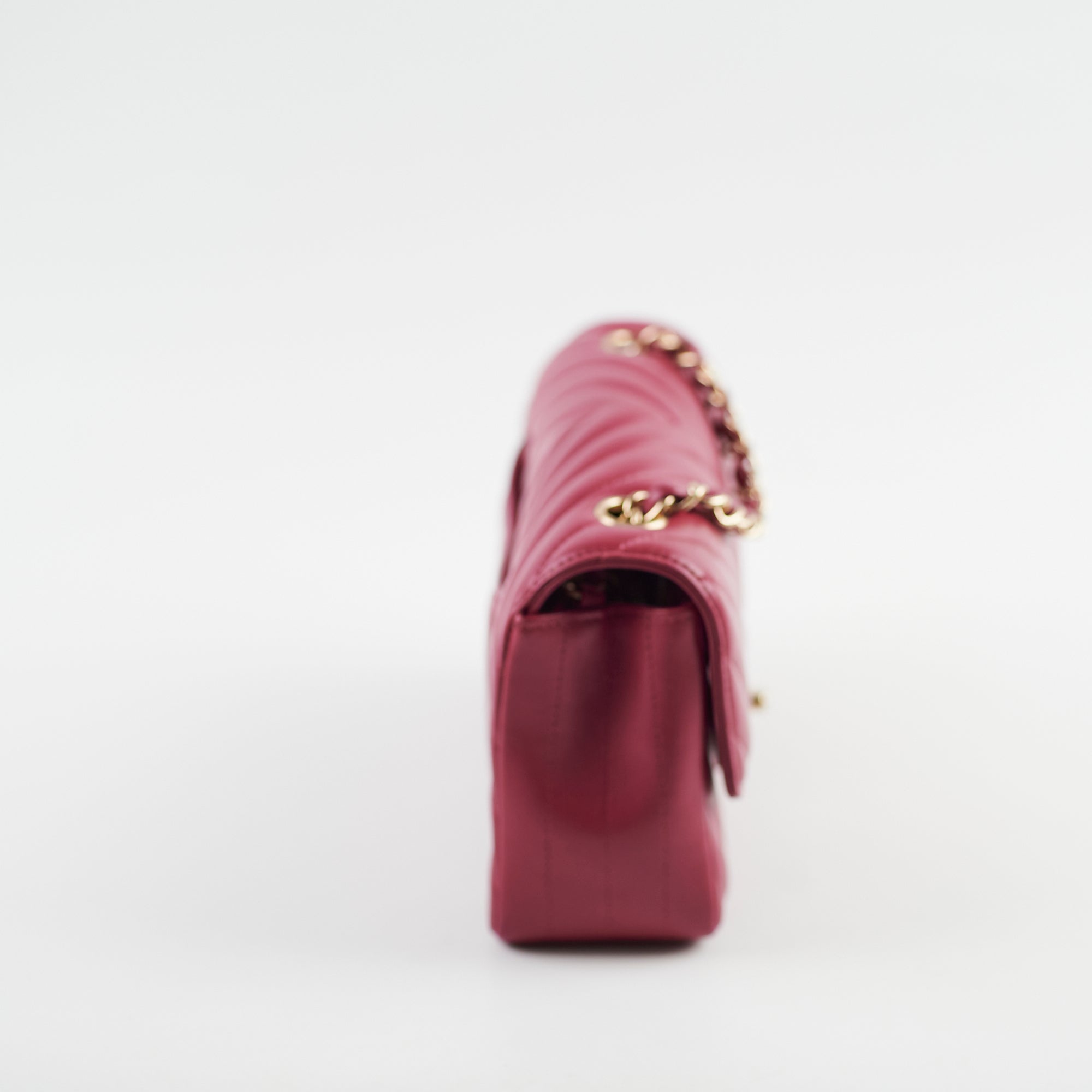 Chanel Mini Rectangular Dark Pink Chevron Lambskin