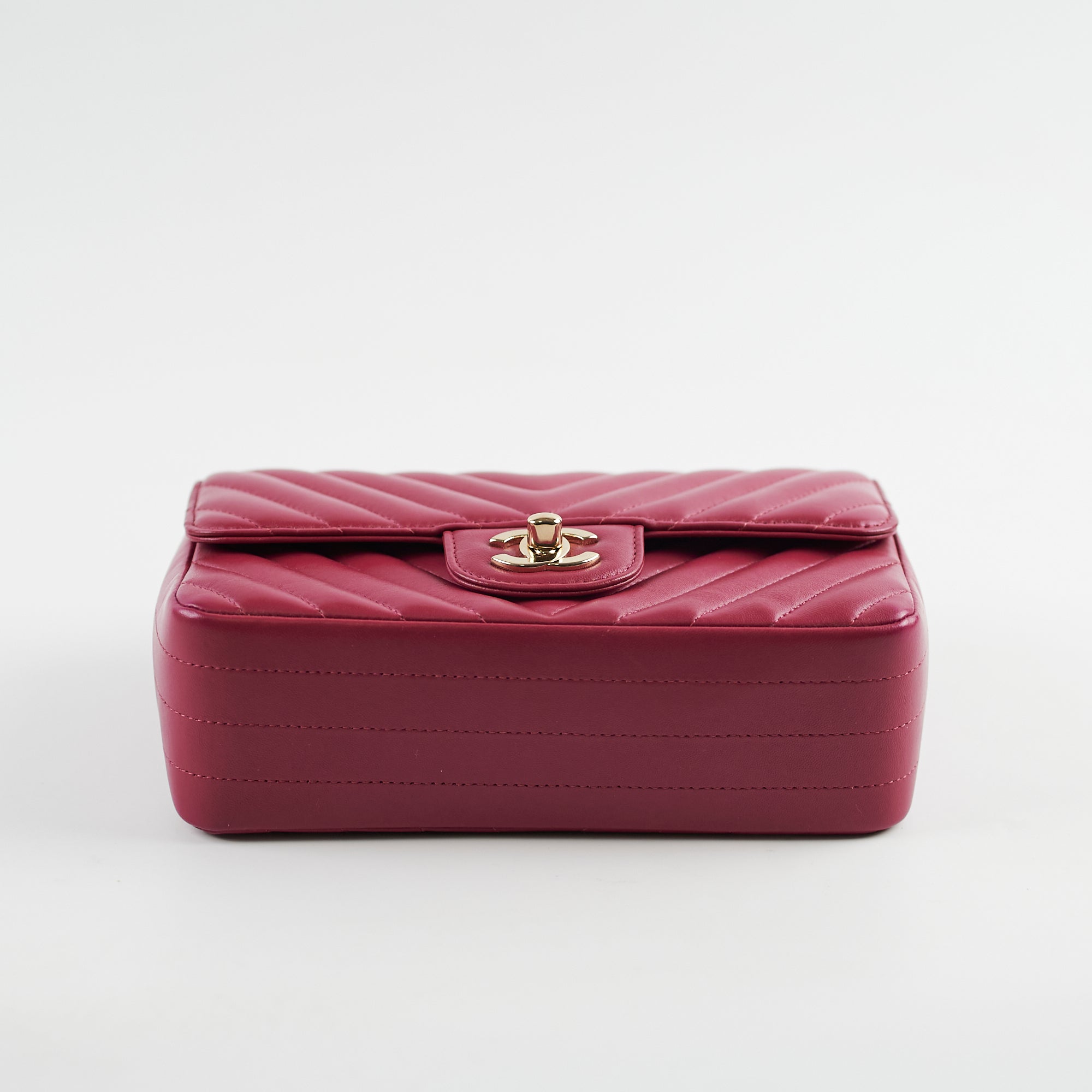 Chanel Mini Rectangular Dark Pink Chevron Lambskin