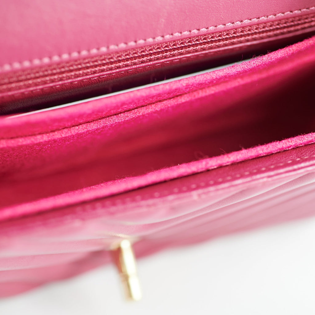 Chanel Mini Rectangular Dark Pink Chevron Lambskin