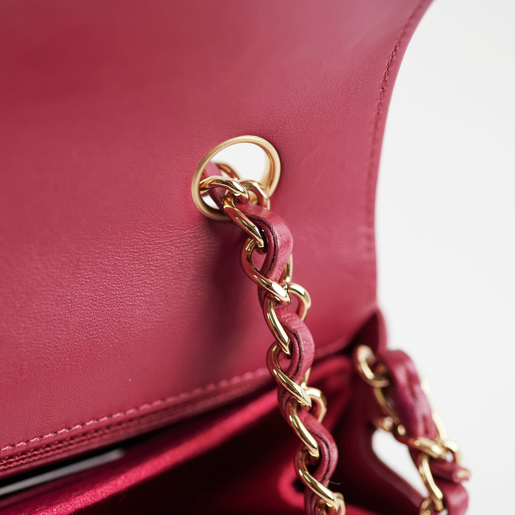 Chanel Mini Rectangular Dark Pink Chevron Lambskin