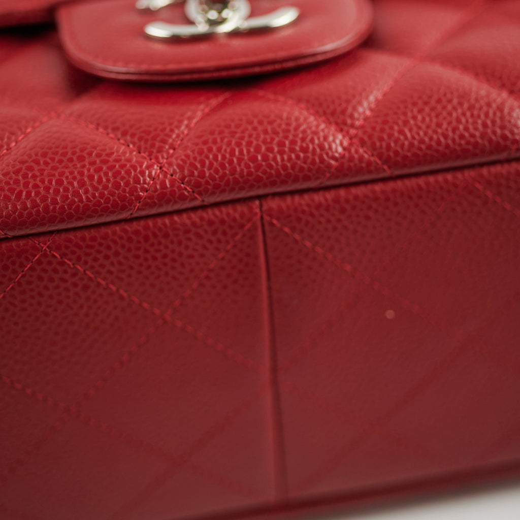 Chanel Caviar Jumbo Single Flap Red