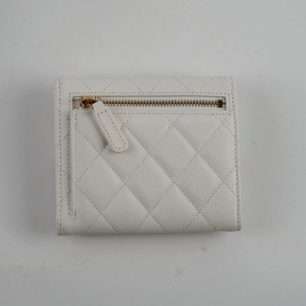 Chanel Caviar Compact Wallet White