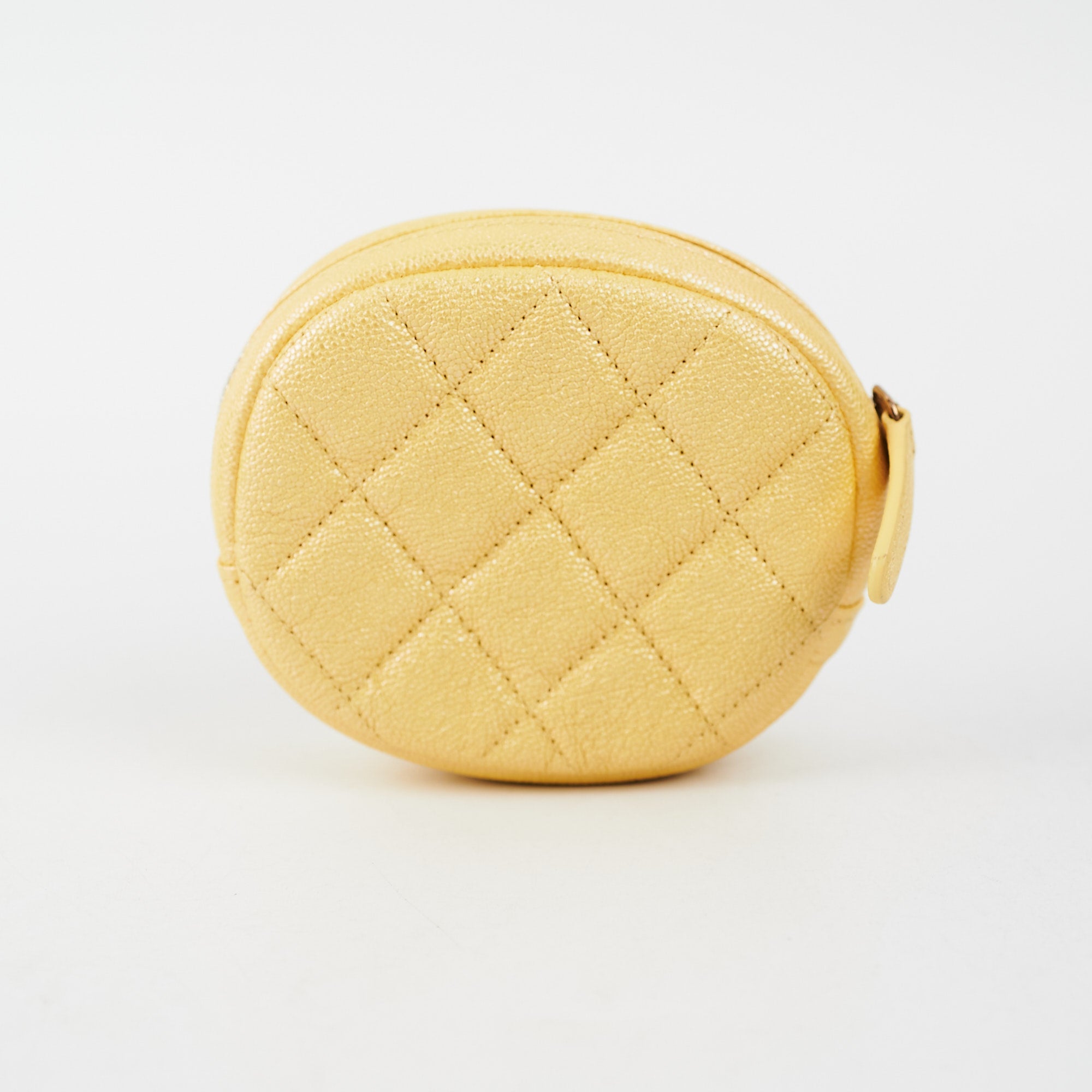 Chanel Classic Round Coin Purse Yellow Iridescent Caviar