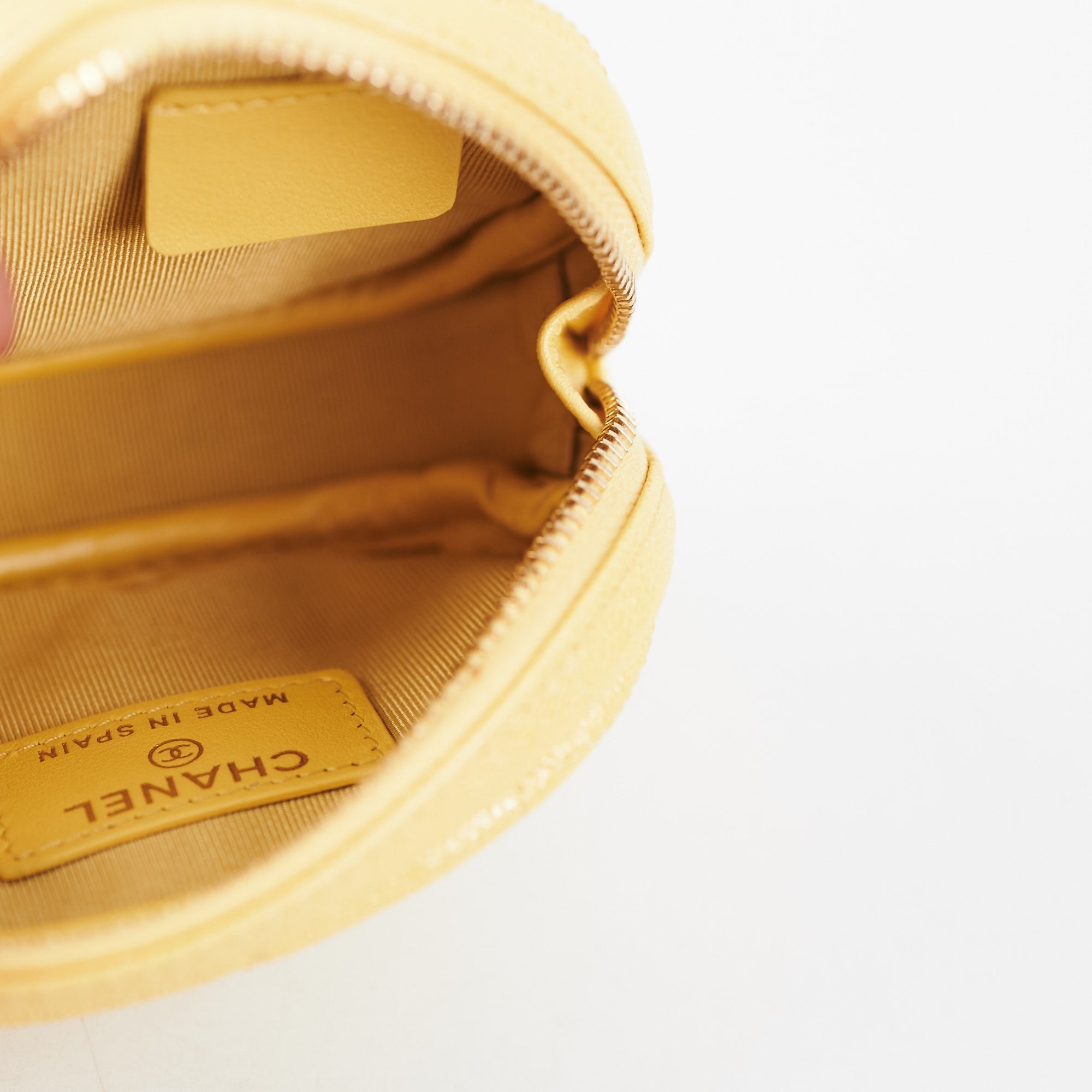 Chanel Classic Round Coin Purse Yellow Iridescent Caviar