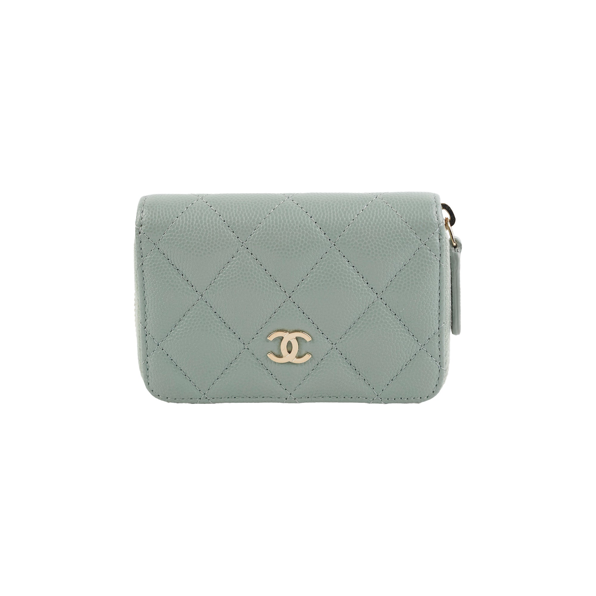 Chanel Blue/Grey Zipper Card Holder