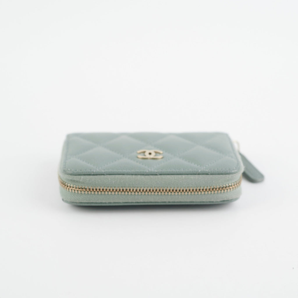 Chanel Blue/Grey Zipper Card Holder