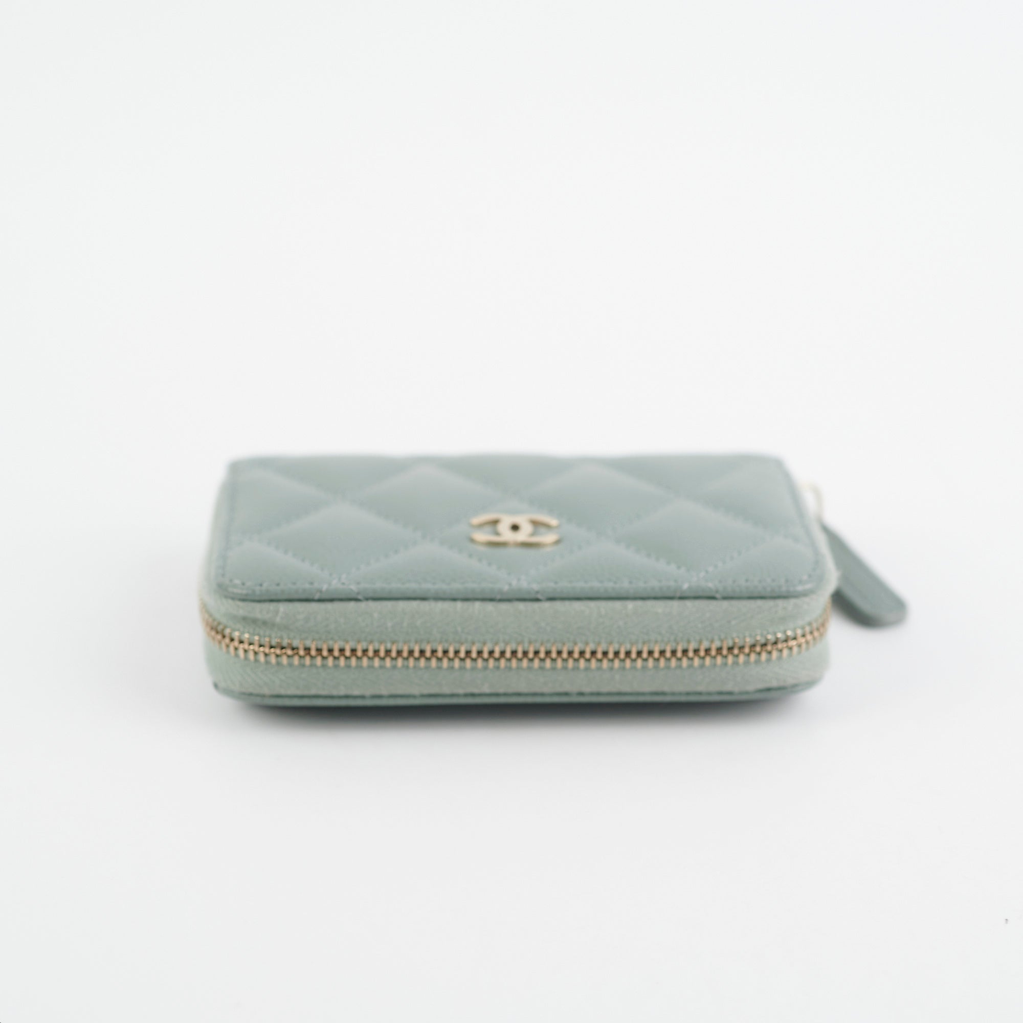 Chanel Blue/Grey Zipper Card Holder