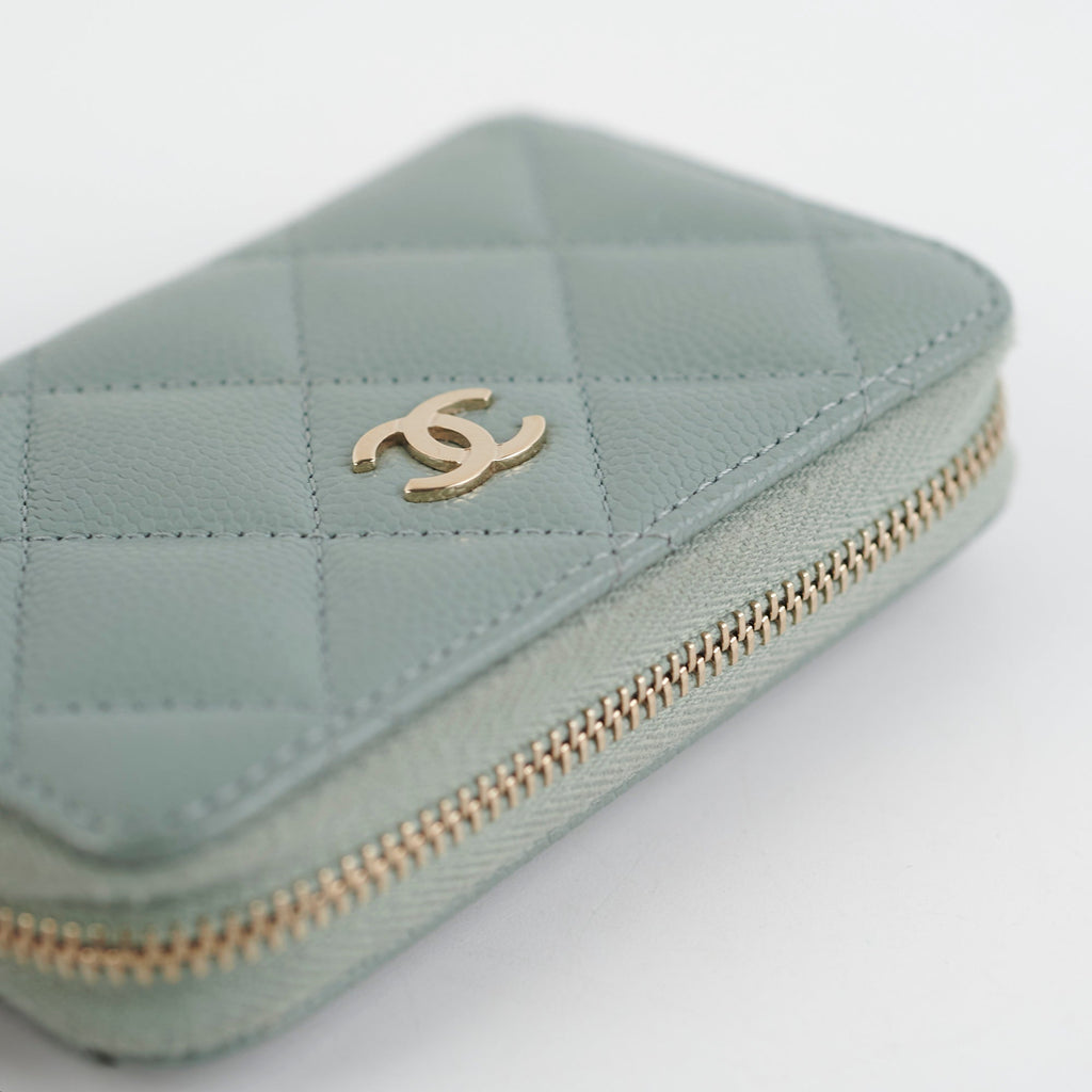Chanel Blue/Grey Zipper Card Holder