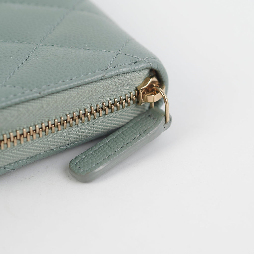 Chanel Blue/Grey Zipper Card Holder