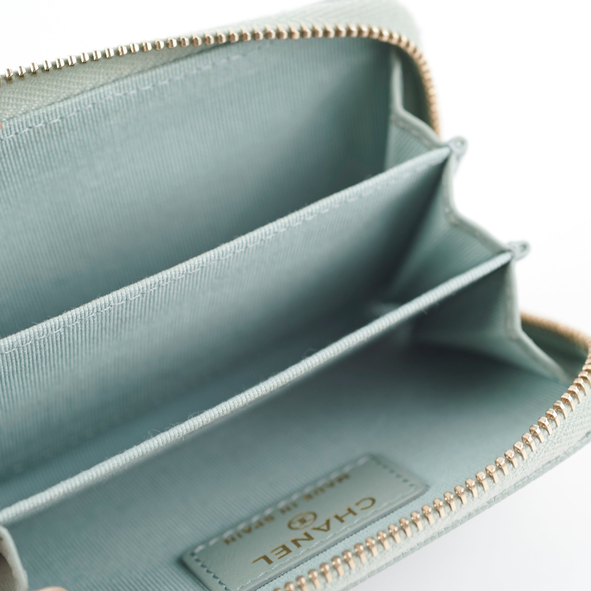 Chanel Blue/Grey Zipper Card Holder