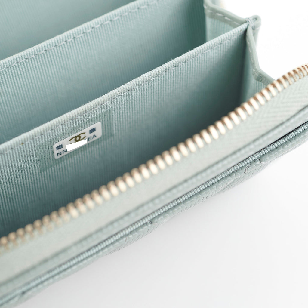 Chanel Blue/Grey Zipper Card Holder