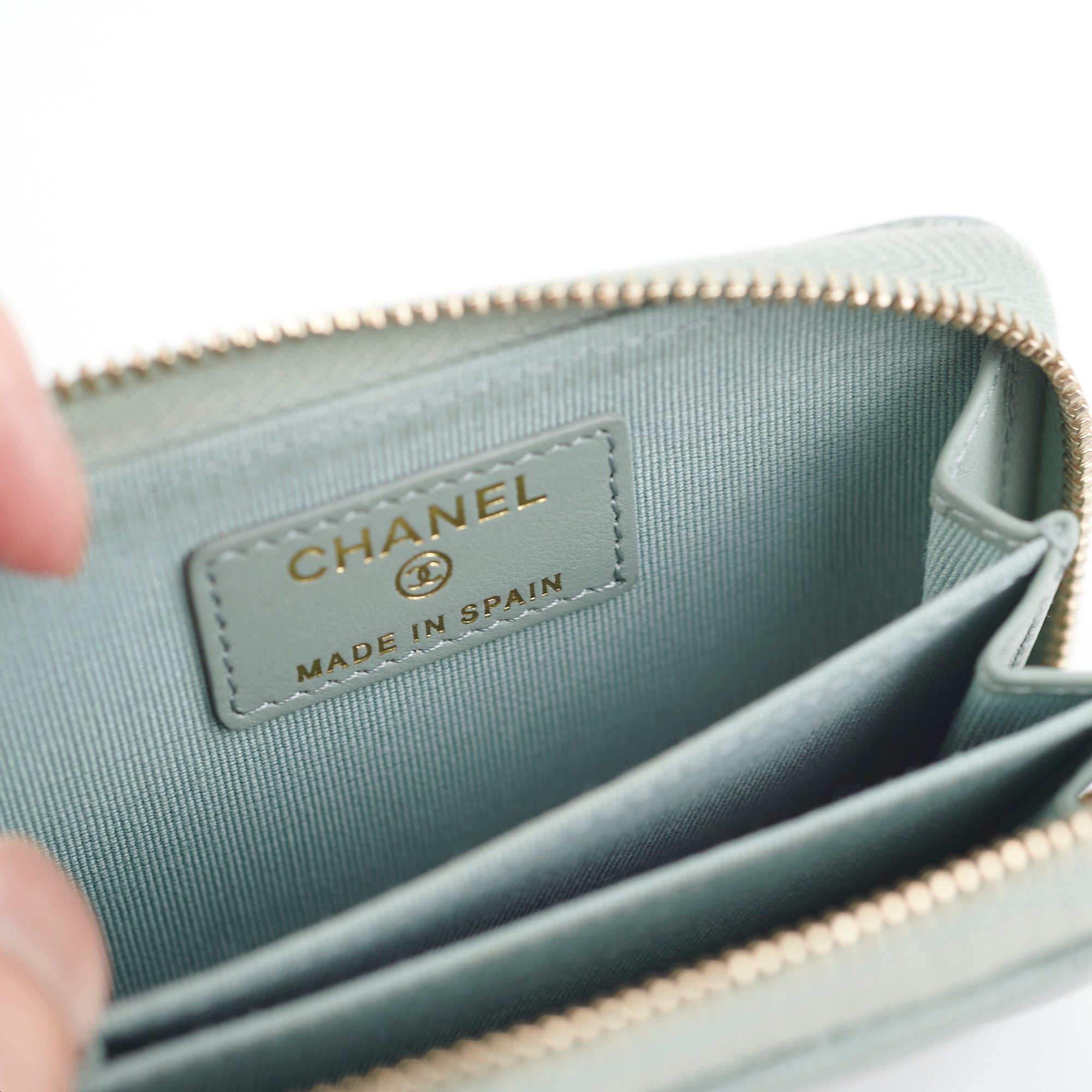 Chanel Blue/Grey Zipper Card Holder