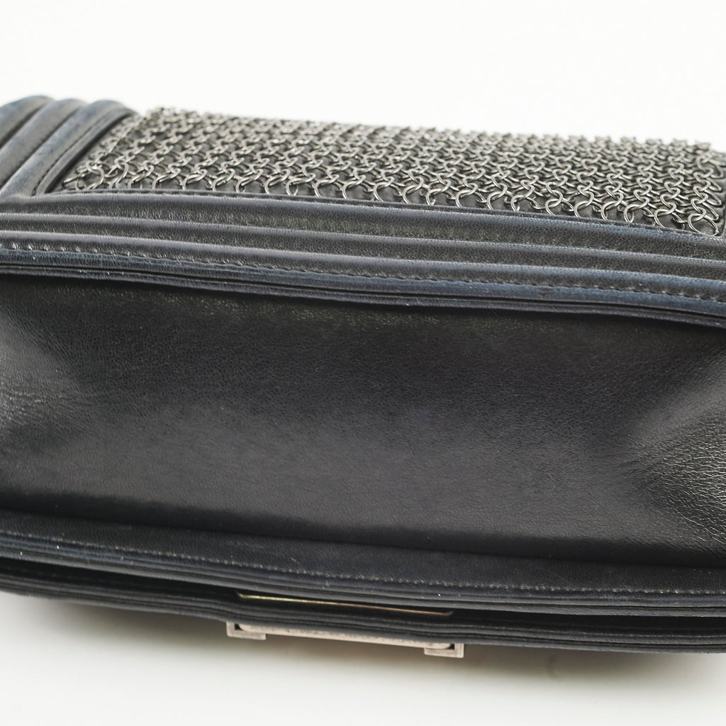 Chanel Small Boy Chainmail Bag Black