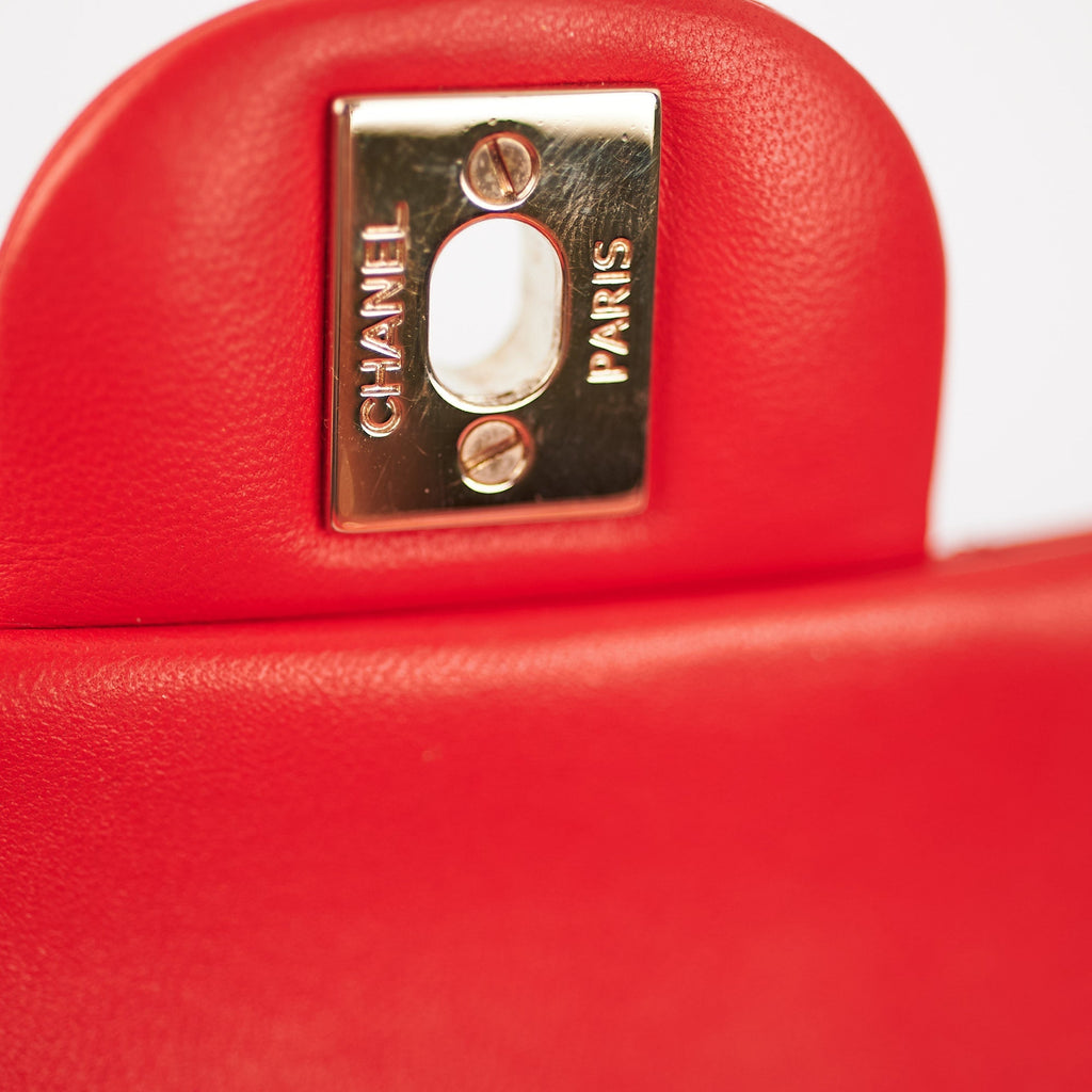 Chanel Quilted Mini Rectangular Red (orange undertone)
