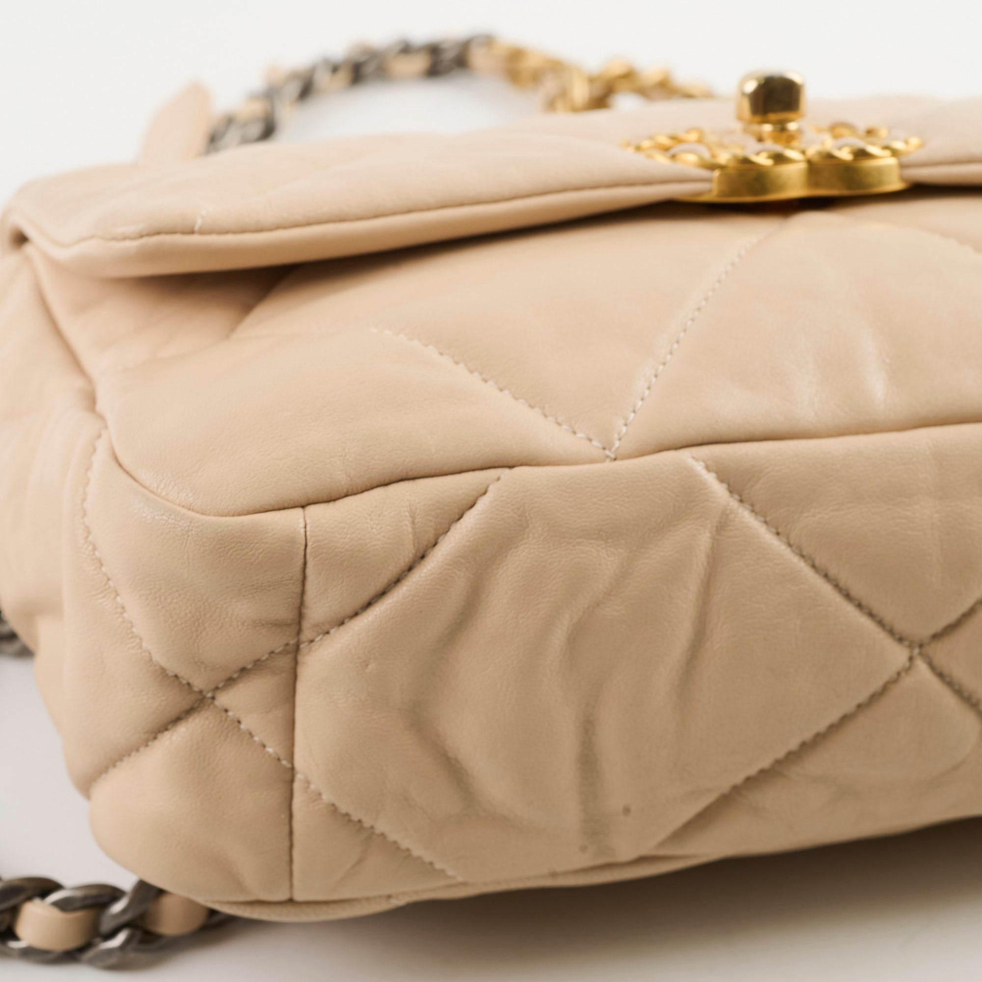 Chanel 19 Small Beige Lambskin Crossbody Bag Series 30