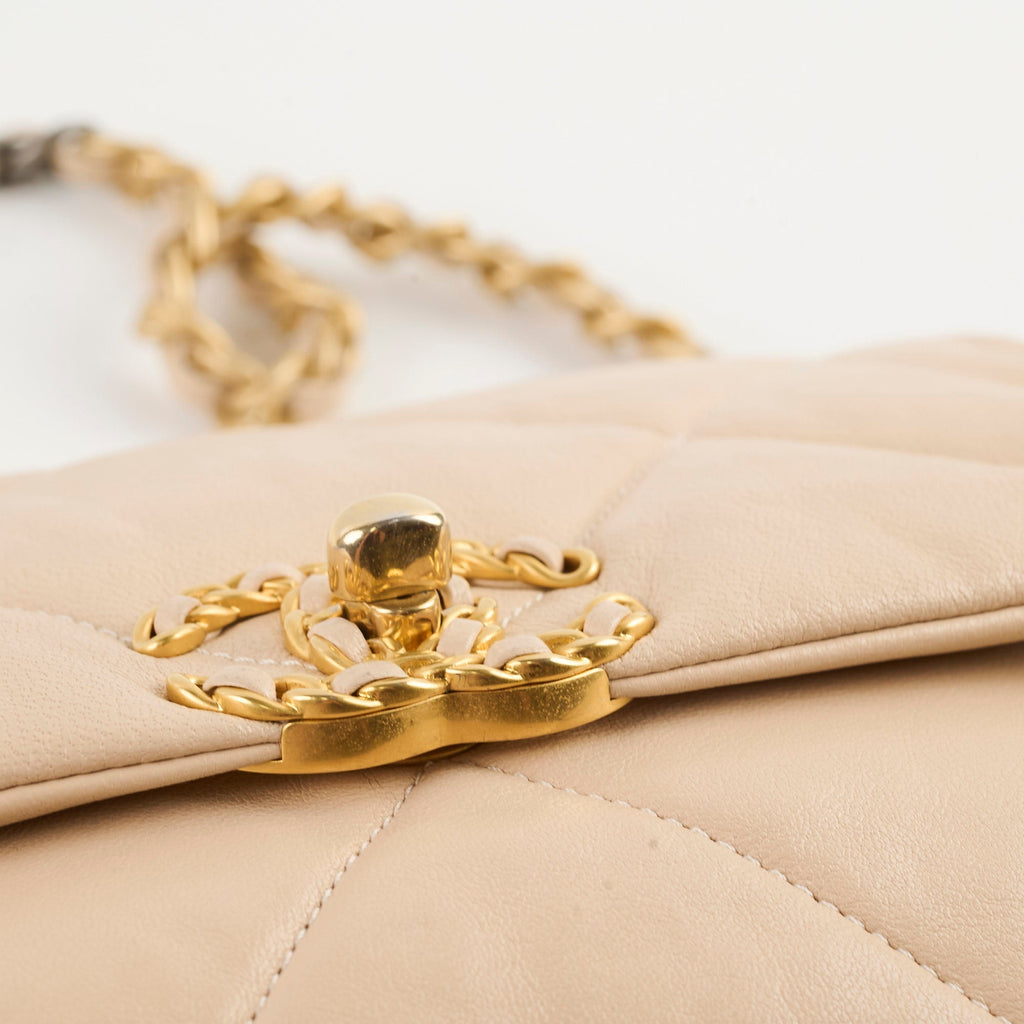Chanel 19 Small Beige Lambskin Crossbody Bag Series 30