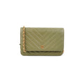 Chanel Wallet On Chain WOC Green Chevron