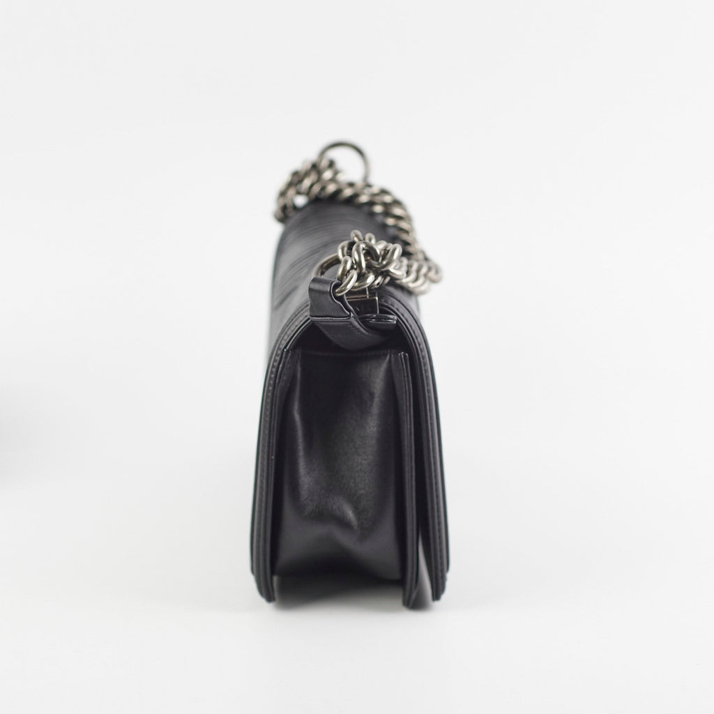 Chanel Old Medium Boy Chevron Black Bag