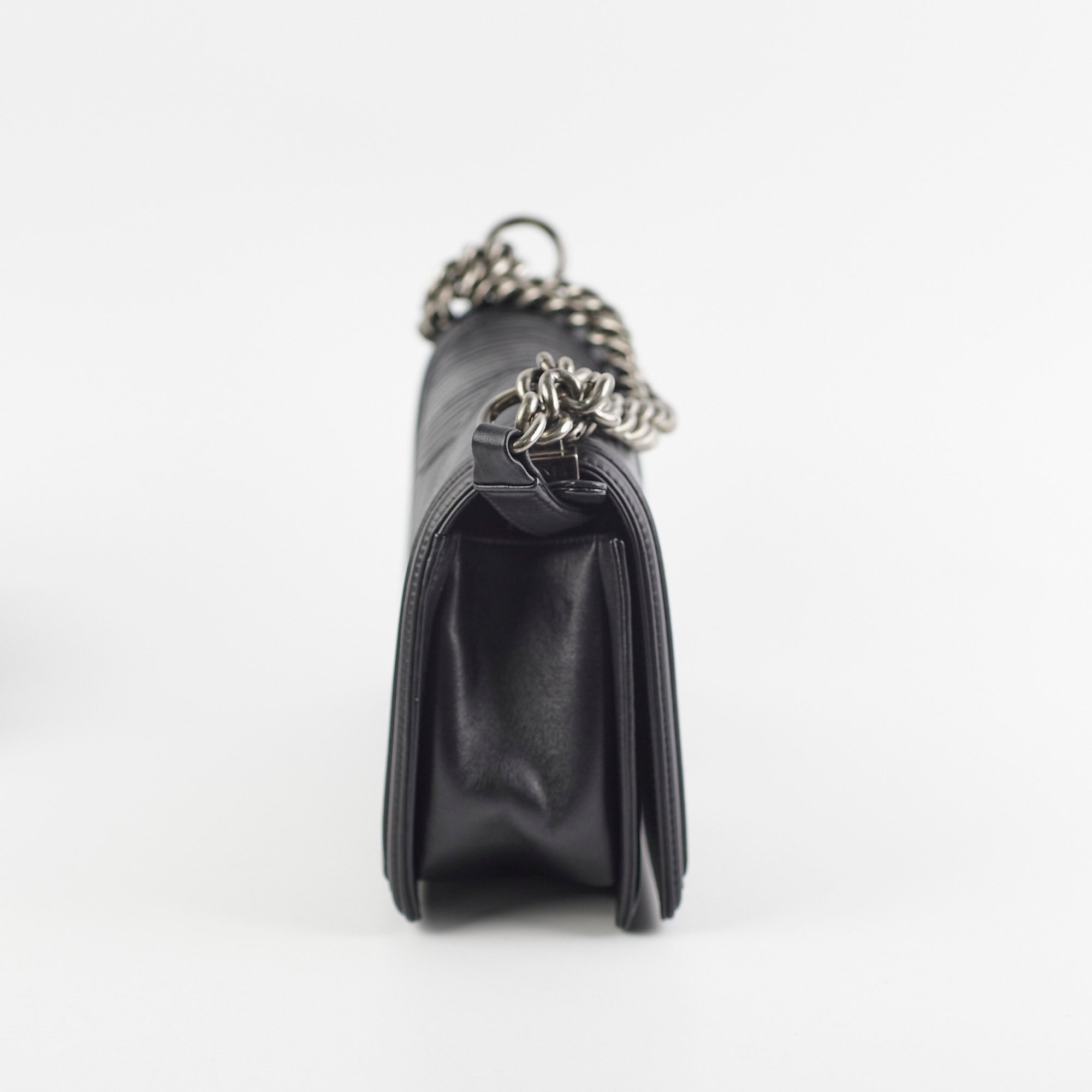 Chanel Old Medium Boy Chevron Black Bag