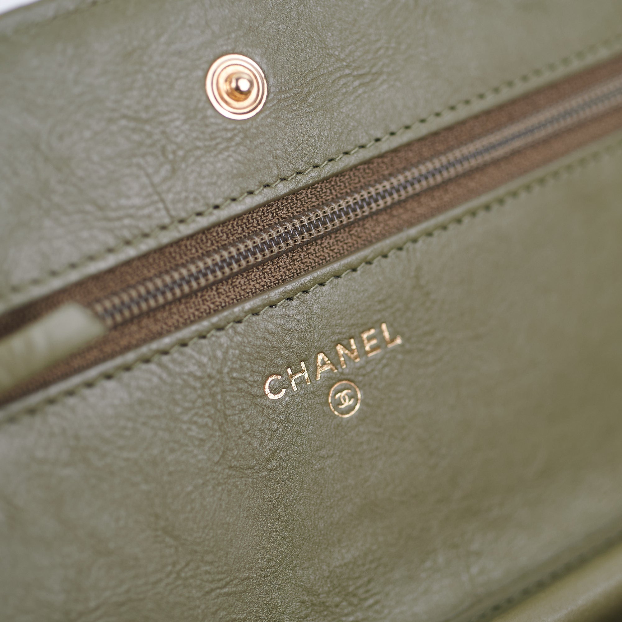 Chanel Wallet On Chain WOC Green Chevron
