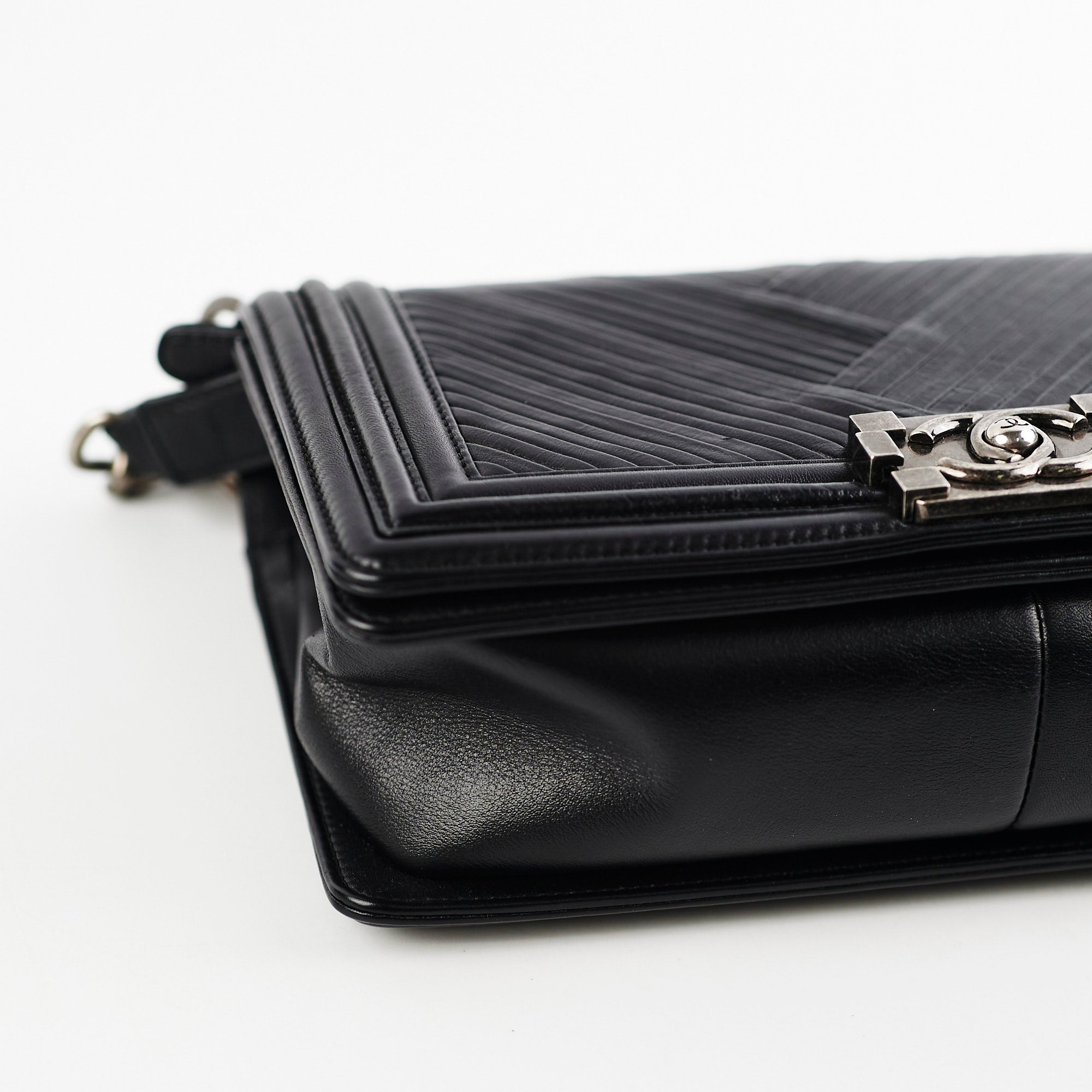 Chanel Old Medium Boy Chevron Black Bag