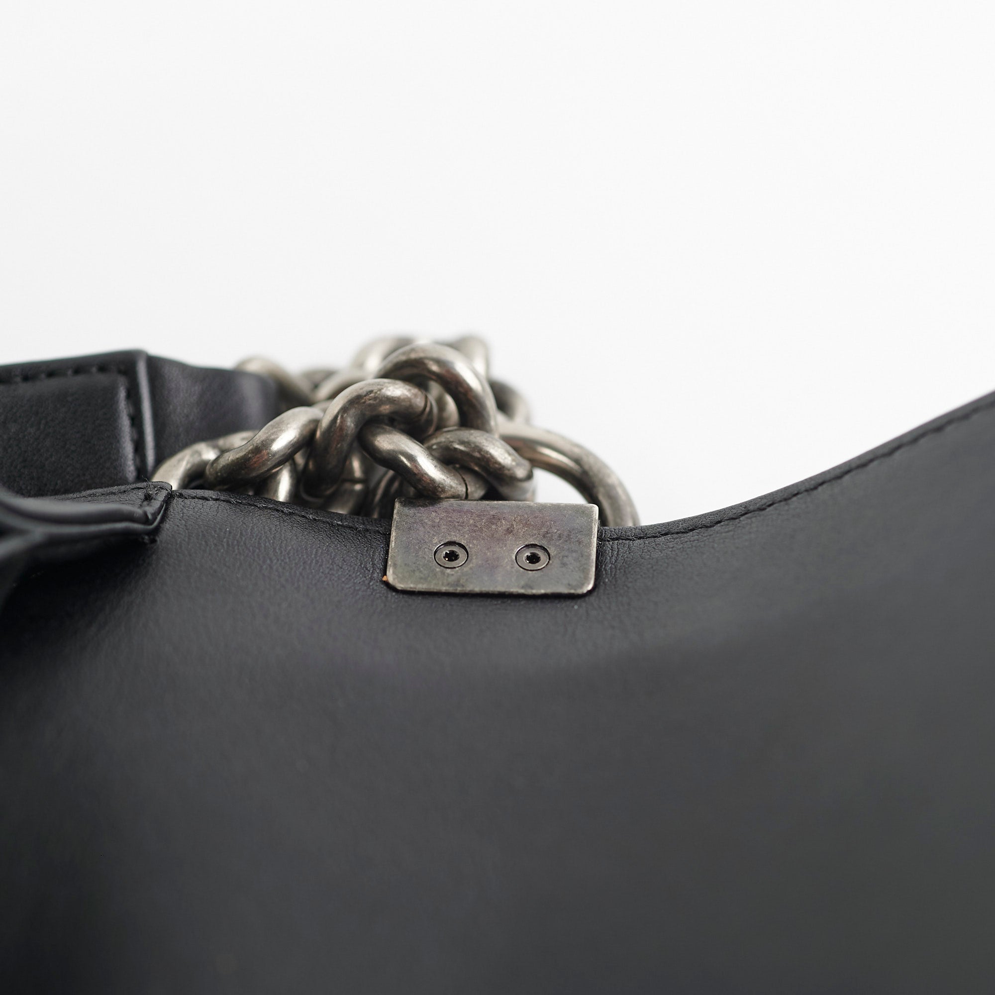 Chanel Old Medium Boy Chevron Black Bag