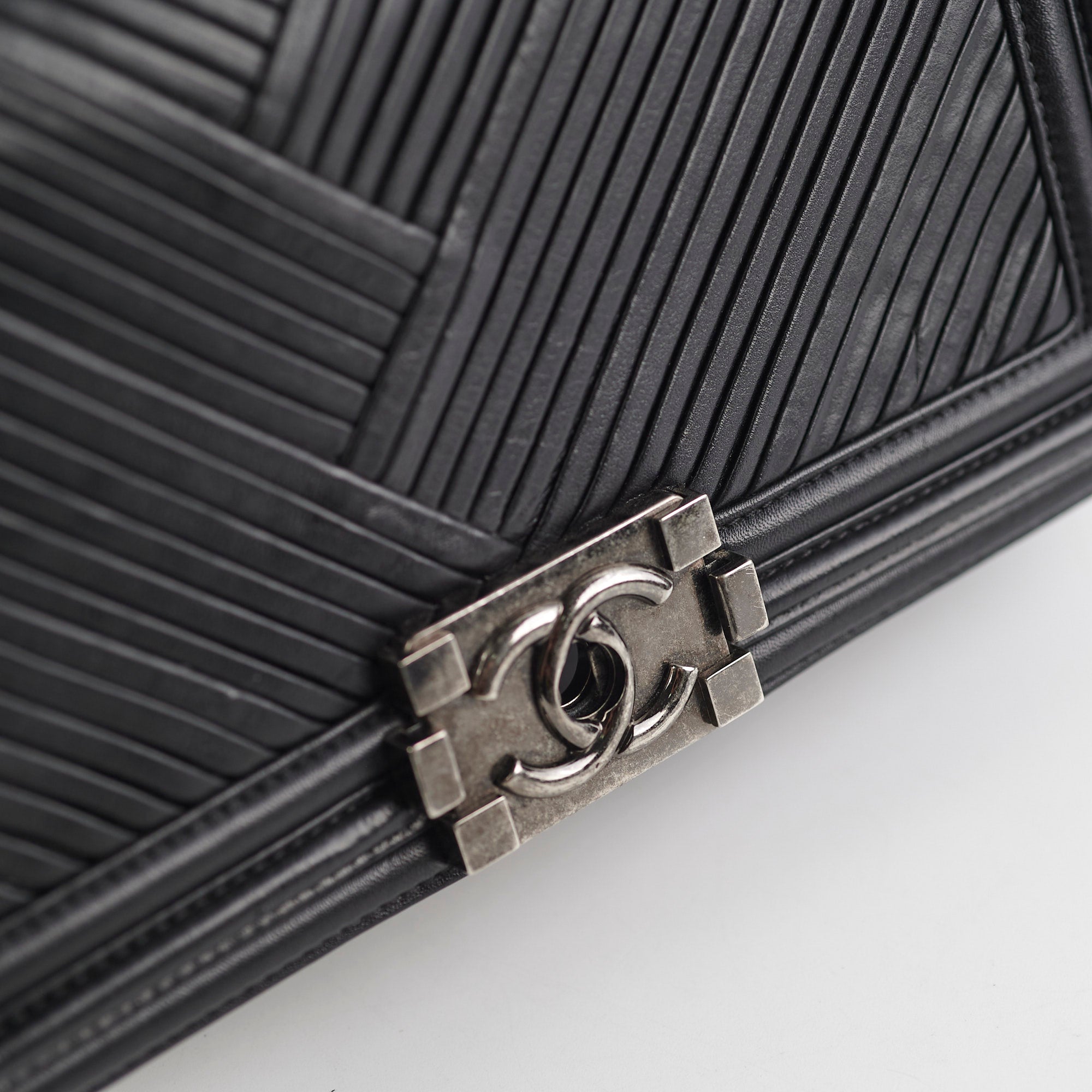 Chanel Old Medium Boy Chevron Black Bag