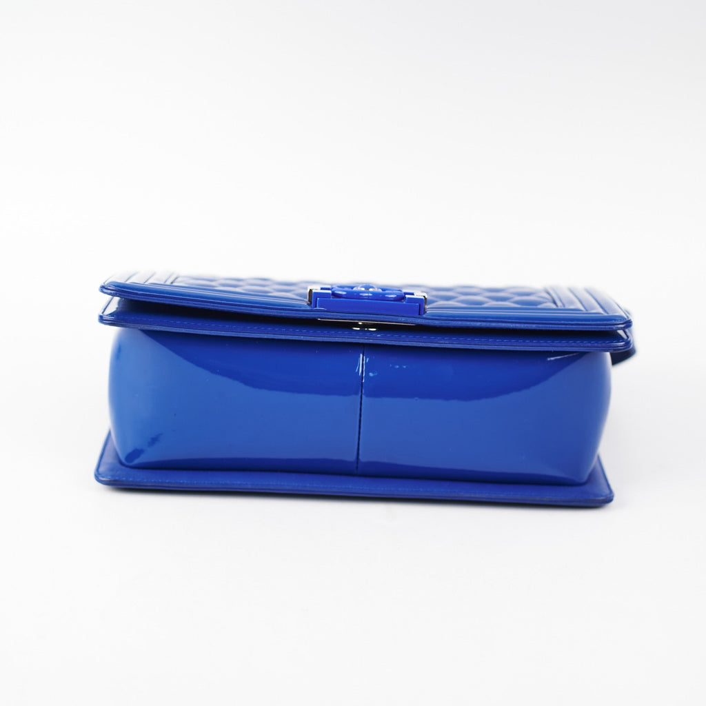 Chanel Old Medium Patent Blue Boy Bag
